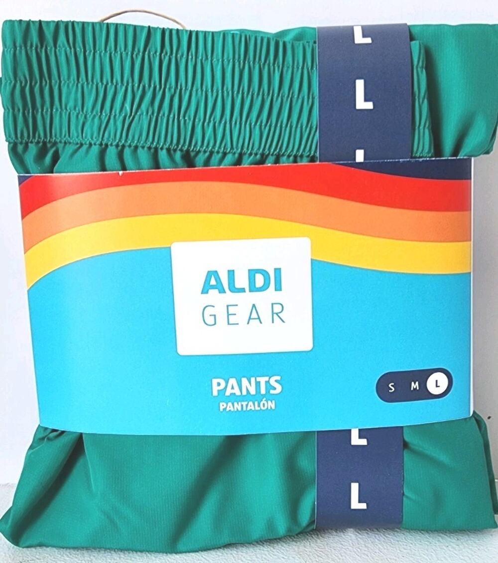 ALDI Gear 50th Anniversary Women's Snap On Green Windbreaker Pants Large NWT